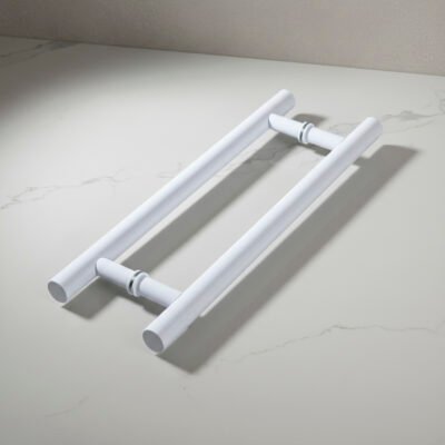 puxador em alumínio pintado branco- para colocar em portas de vidro e madeira - america vidros - sc - brasil