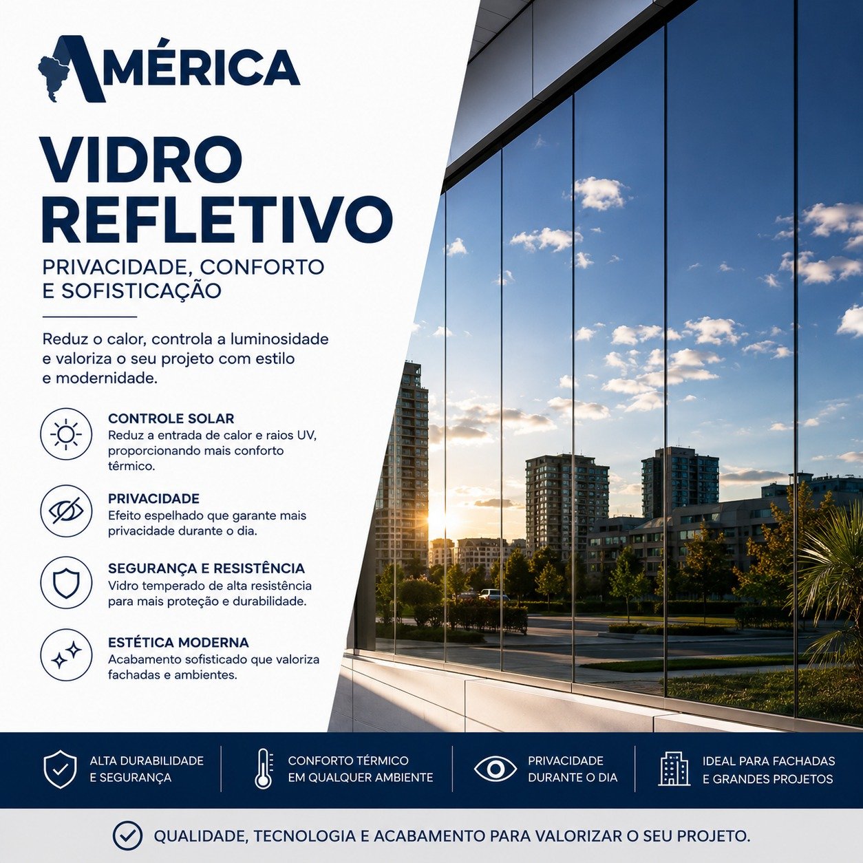 vidro refletivo - america vidros e ferragens - sc - brasil