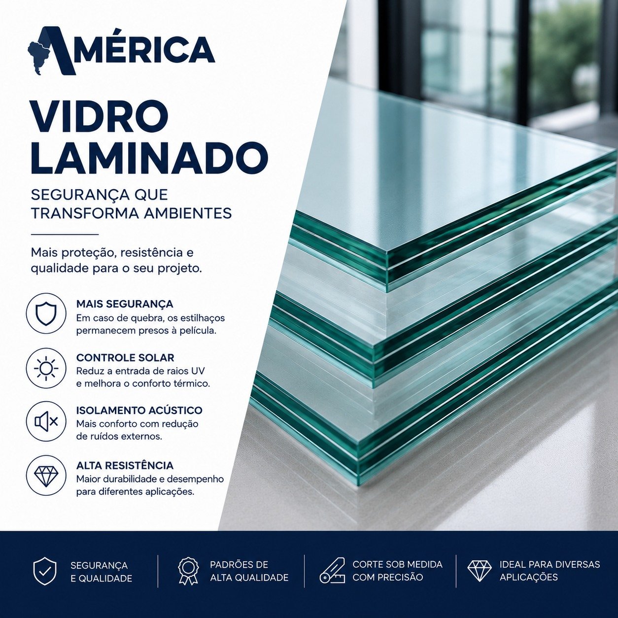 vidro laminado america vidros e ferragens - sc - brasil
