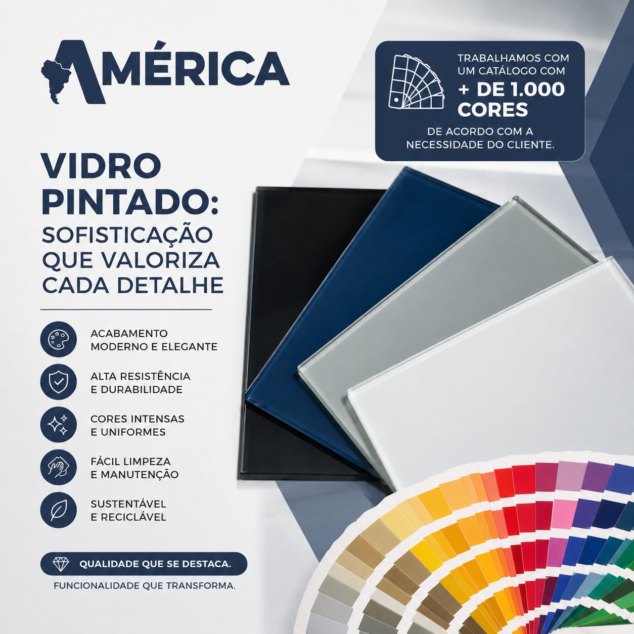vidro pintado - america vidros e ferragens - sc - brasil